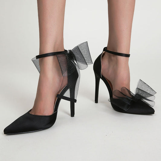 Plus Size Bow Stiletto Pointed Toe Pumps