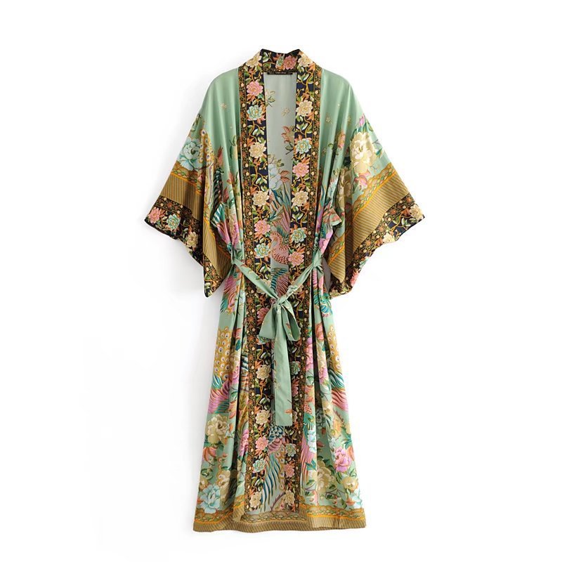 Ladies Fashion Kimono Print Dress Robe